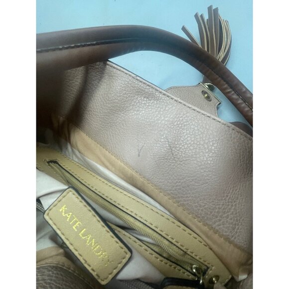 brown faux leather bag snap close strap 2 large inner pouches READ - Picture 9 of 10